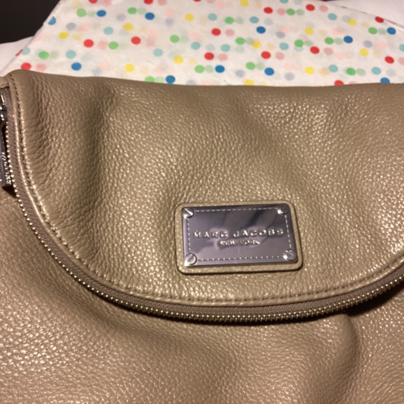 Marc Jacobs purse beige gray soft Leather shoulder bag luxury cream COA- SALE - Picture 4 of 14